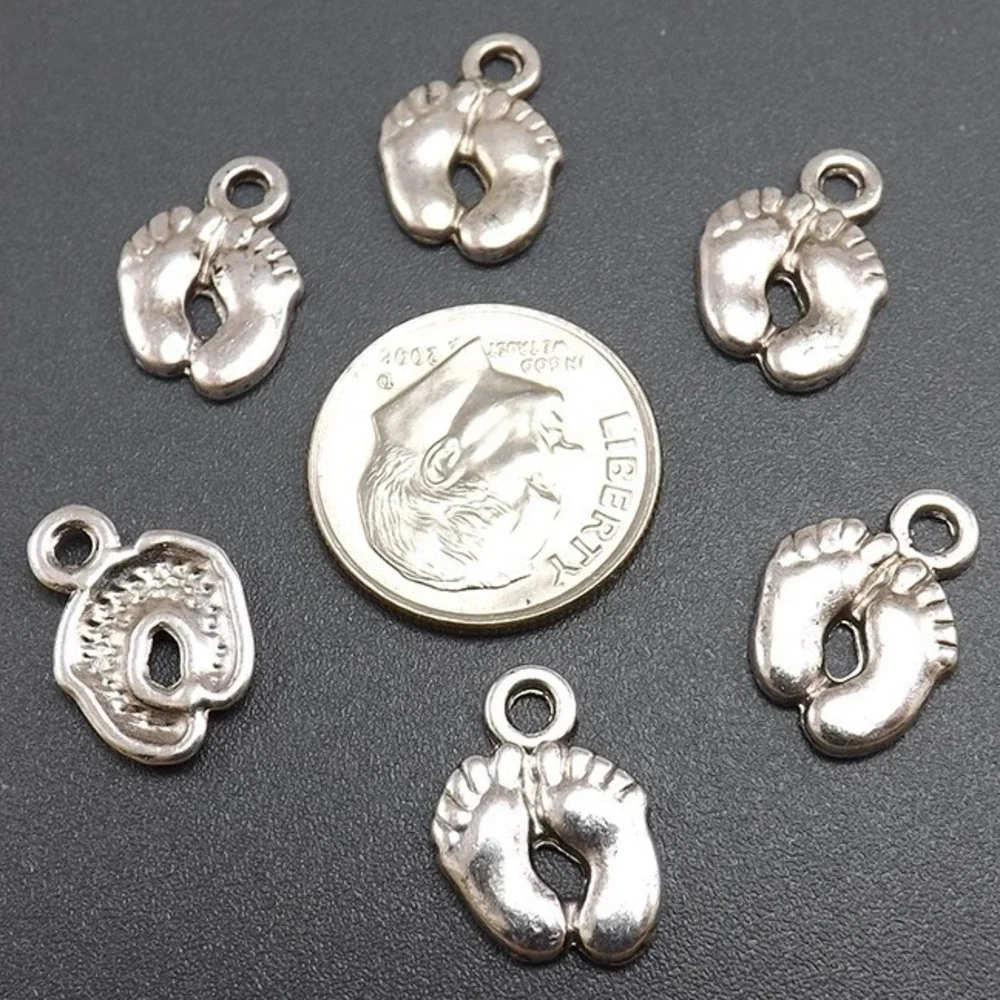 10pcs Baby Feet Charms, shower pregnancy footprints birth jewelry supplies‎